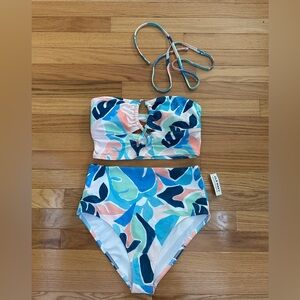 Old Navy Leaf Printed Bikini - small top, med bottom